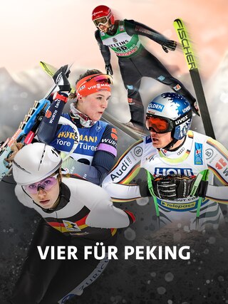 Auf dem Bild sind vier Athlet:innen abgebildet: Biathletin Denise Herrmann, Shorttrackerin Anna Seidel, Skifahrer Thomas Dreßen und Skispringen Markus Eisenbichler