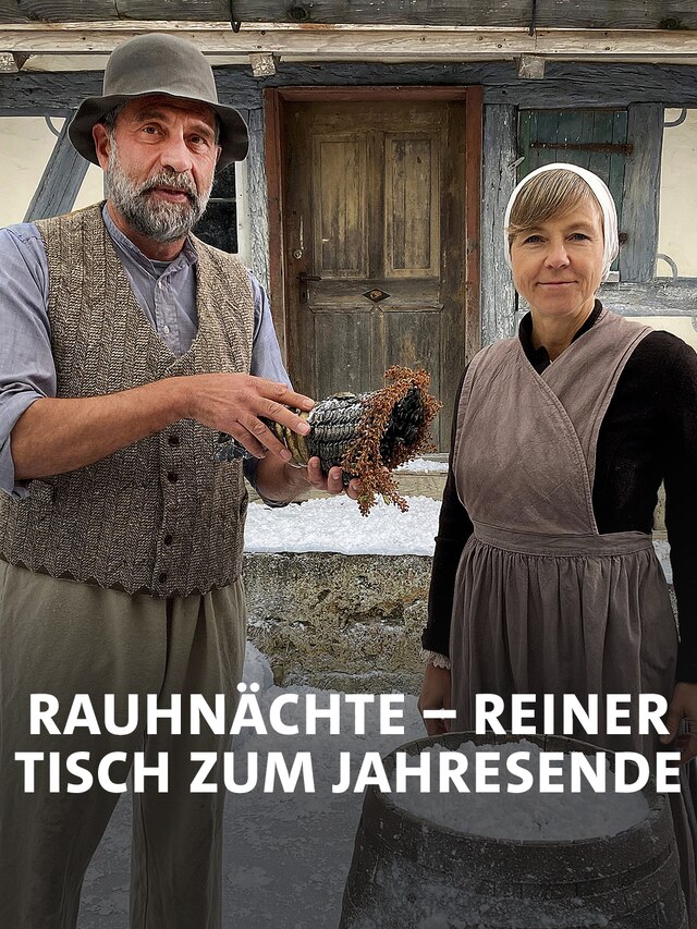 Annette Krause als Bäuerin mit Frau Perchtas Handschuh und Manfred Buck als Bauer.